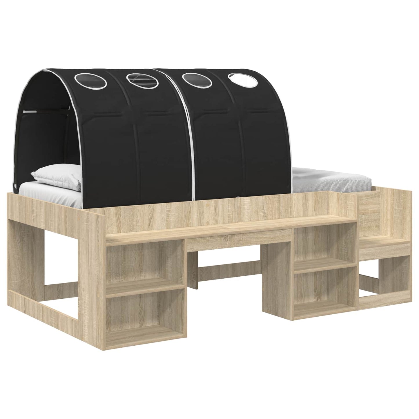 Letto con Tunnel 3 pz Rovere Sonoma e Nero Legno multistrato | homemem39