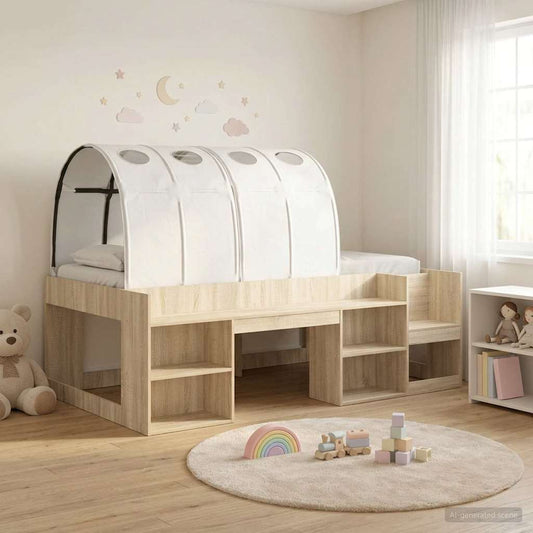 Letto con Tunnel 3 pz Rovere Sonoma e Bianco Legno multistrato | homemem39