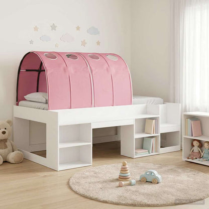 Letto con Tunnel 3 pz Bianco e Rosa Legno multistrato