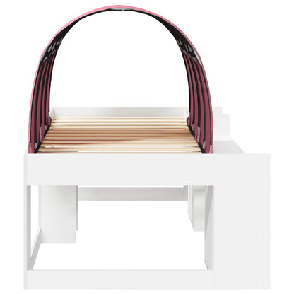 Letto con Tunnel 3 pz Bianco e Rosa Legno multistrato | homemem39