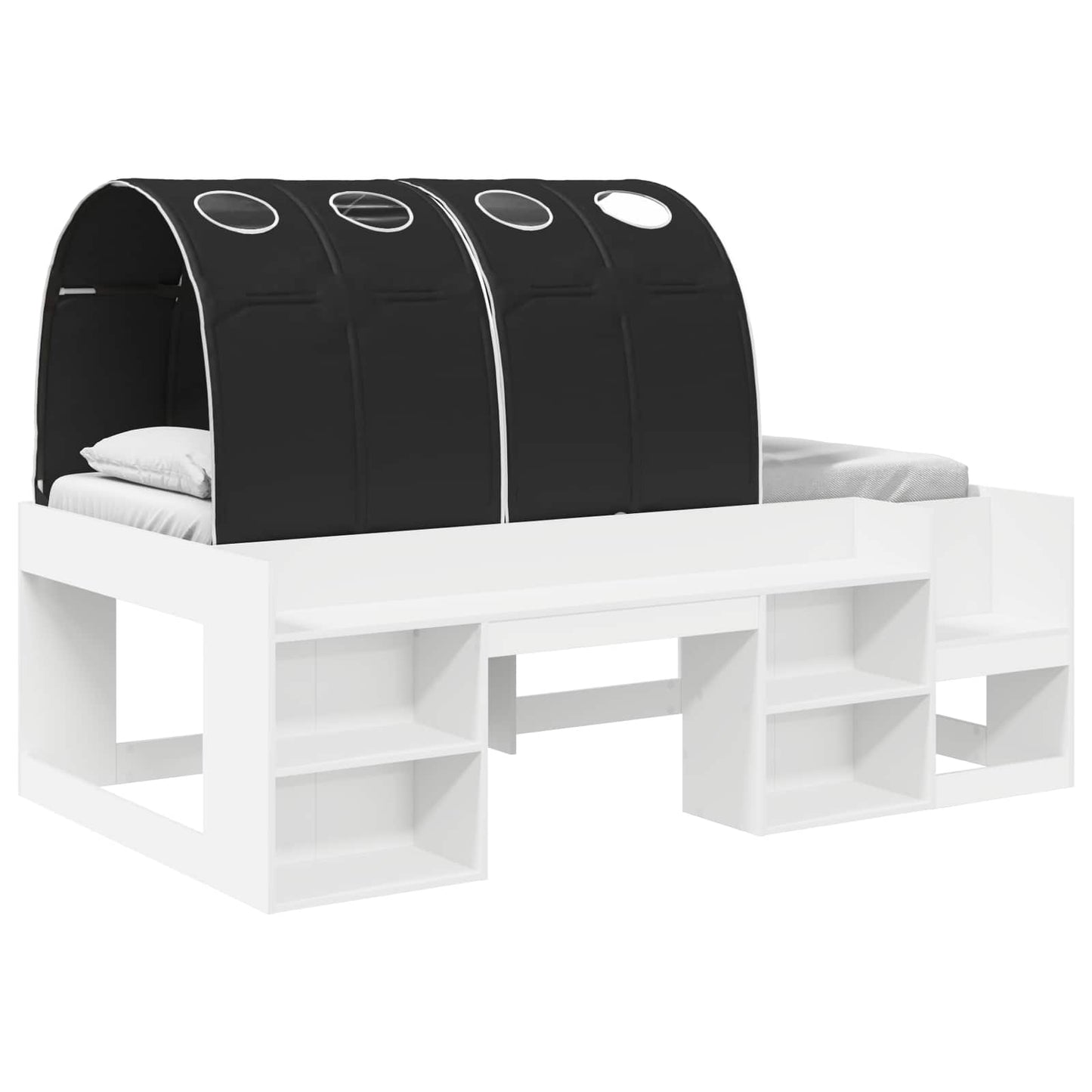 Letto con Tunnel 3 pz Bianco e Nero Legno multistrato | homemem39