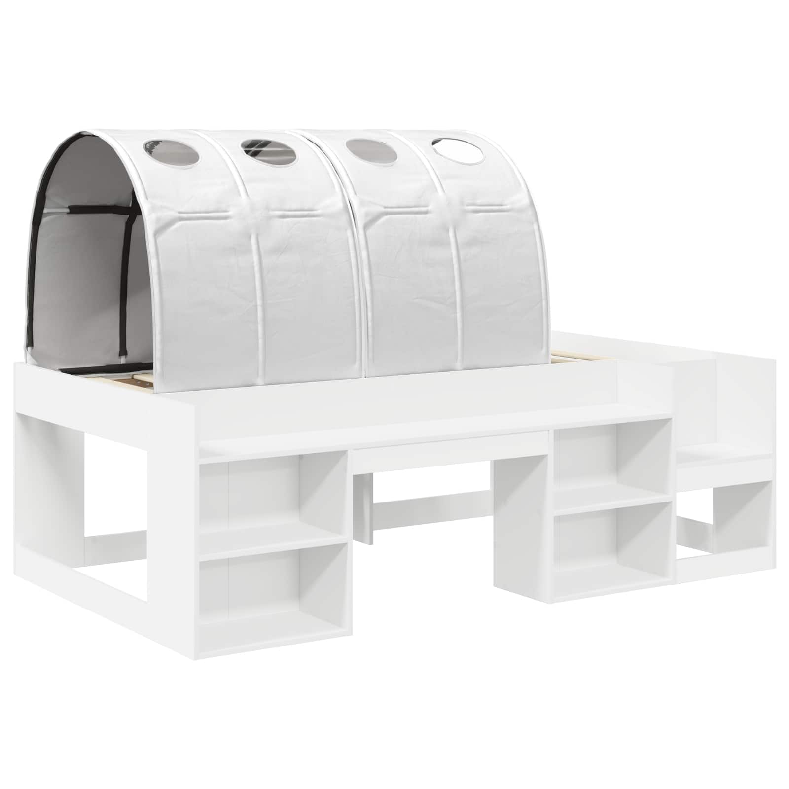Letto con Tunnel con lo scaffale 3 pz Bianco Legno multistrato | homemem39