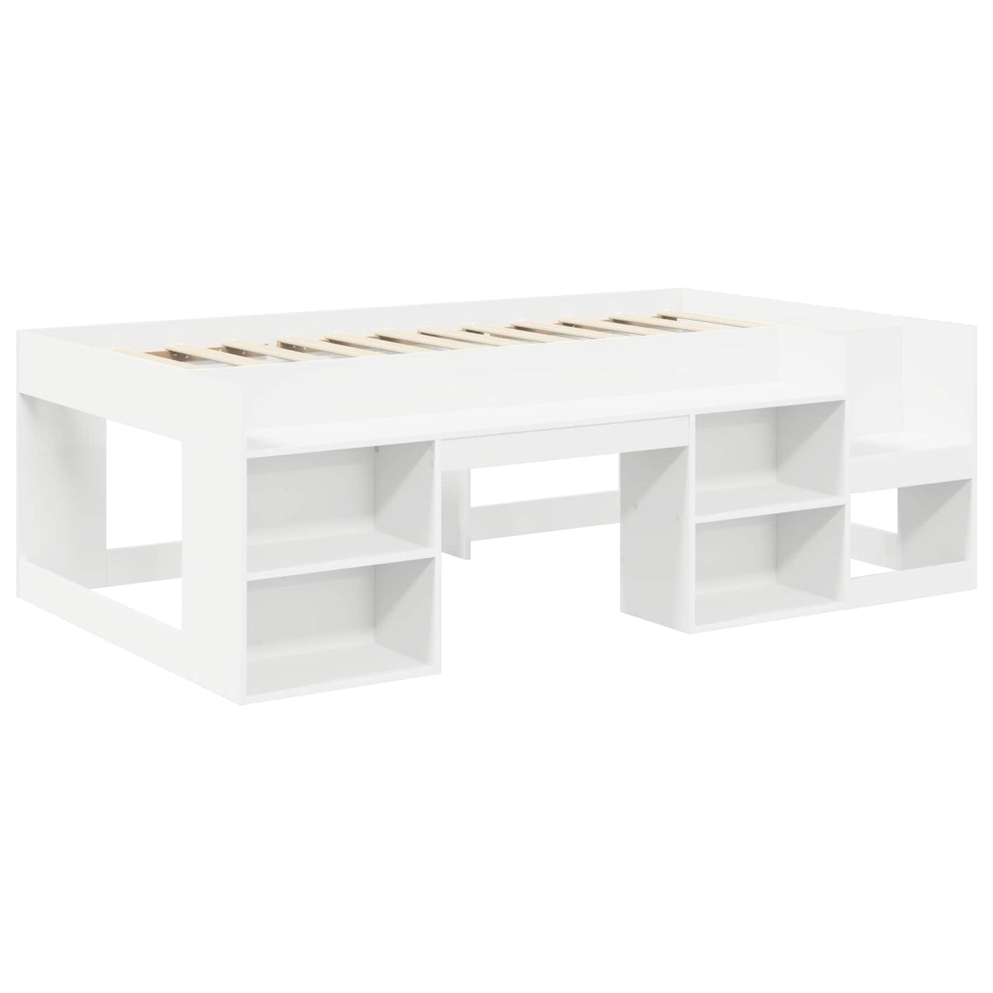 Letto con Tunnel con lo scaffale 3 pz Bianco Legno multistrato | homemem39