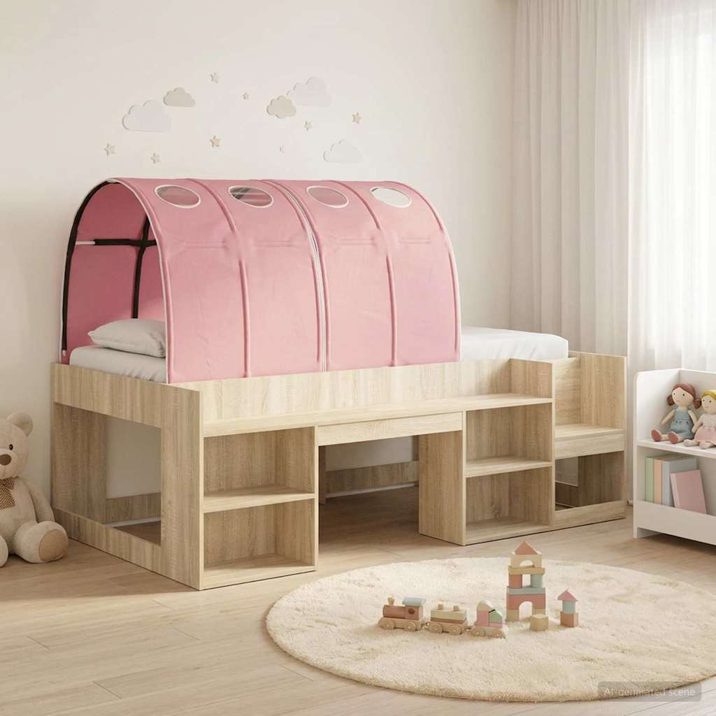 Letto con Tunnel 3 pz Rovere Sonoma e Rosa Legno multistrato | homemem39