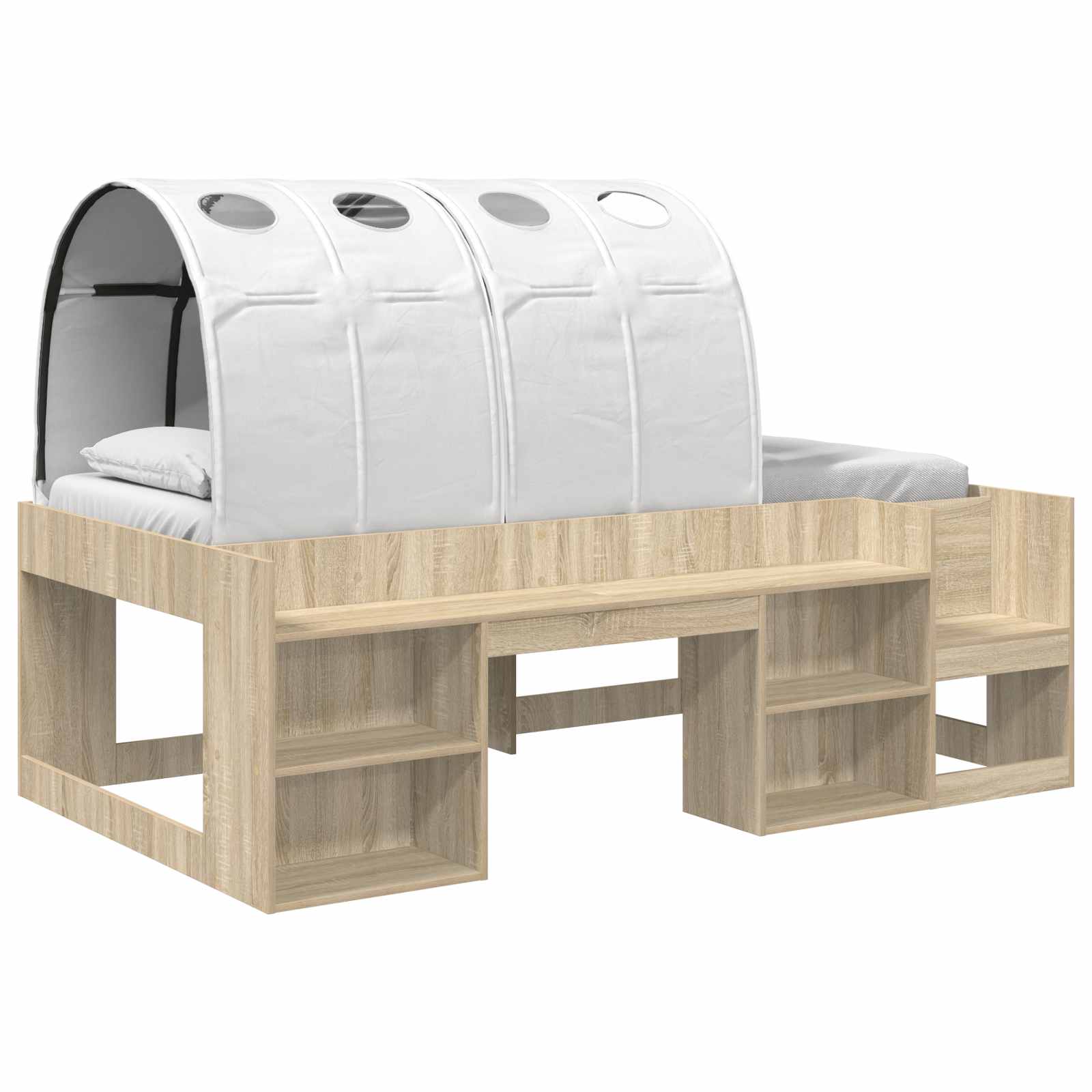 Letto con Tunnel 3 pz Rovere Sonoma e Bianco Legno multistrato | homemem39