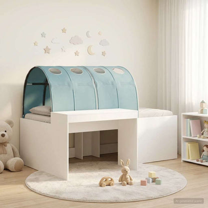 Letto con Tunnel 3 pz Bianco e azzurro Legno multistrato | homemem39