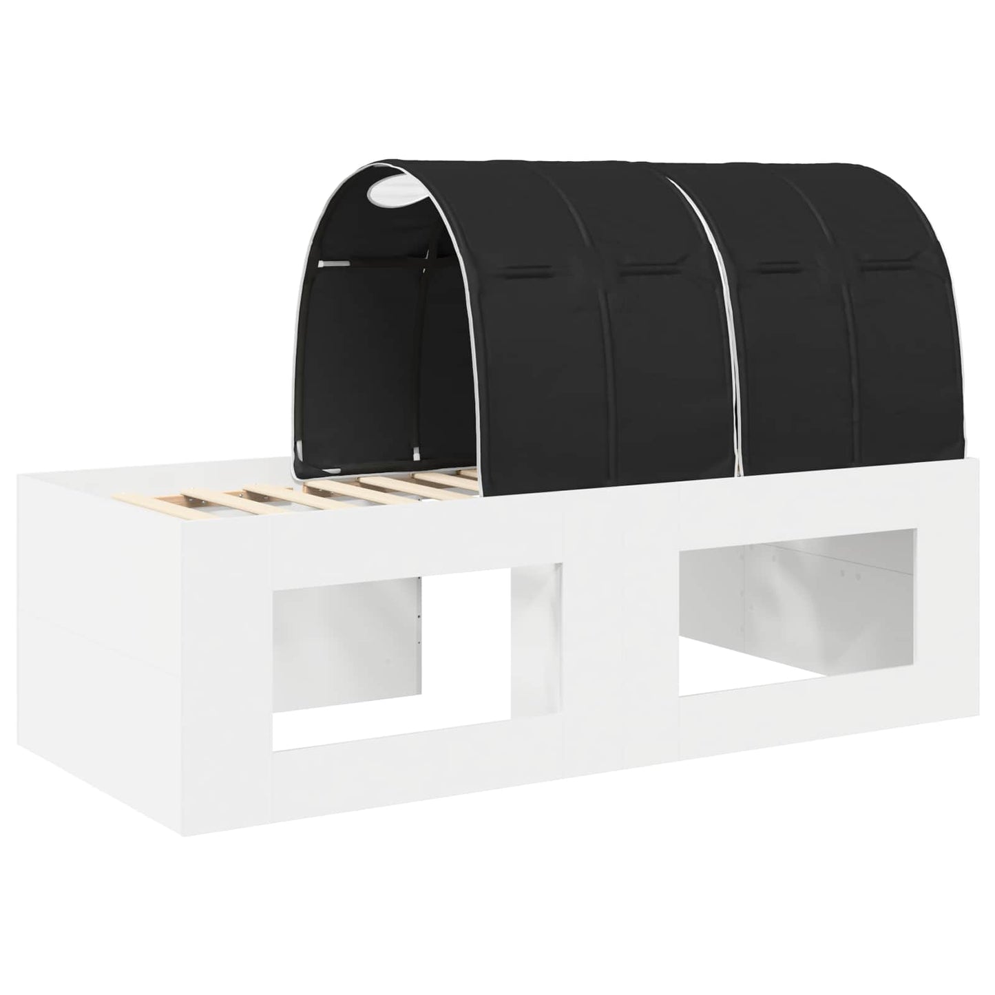 Letto con Tunnel 3 pz Bianco e Nero Legno multistrato | homemem39
