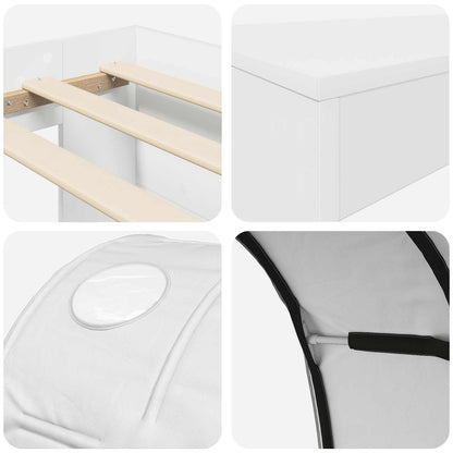 Letto con Tunnel con lo scaffale 3 pz Bianco Legno multistrato | homemem39