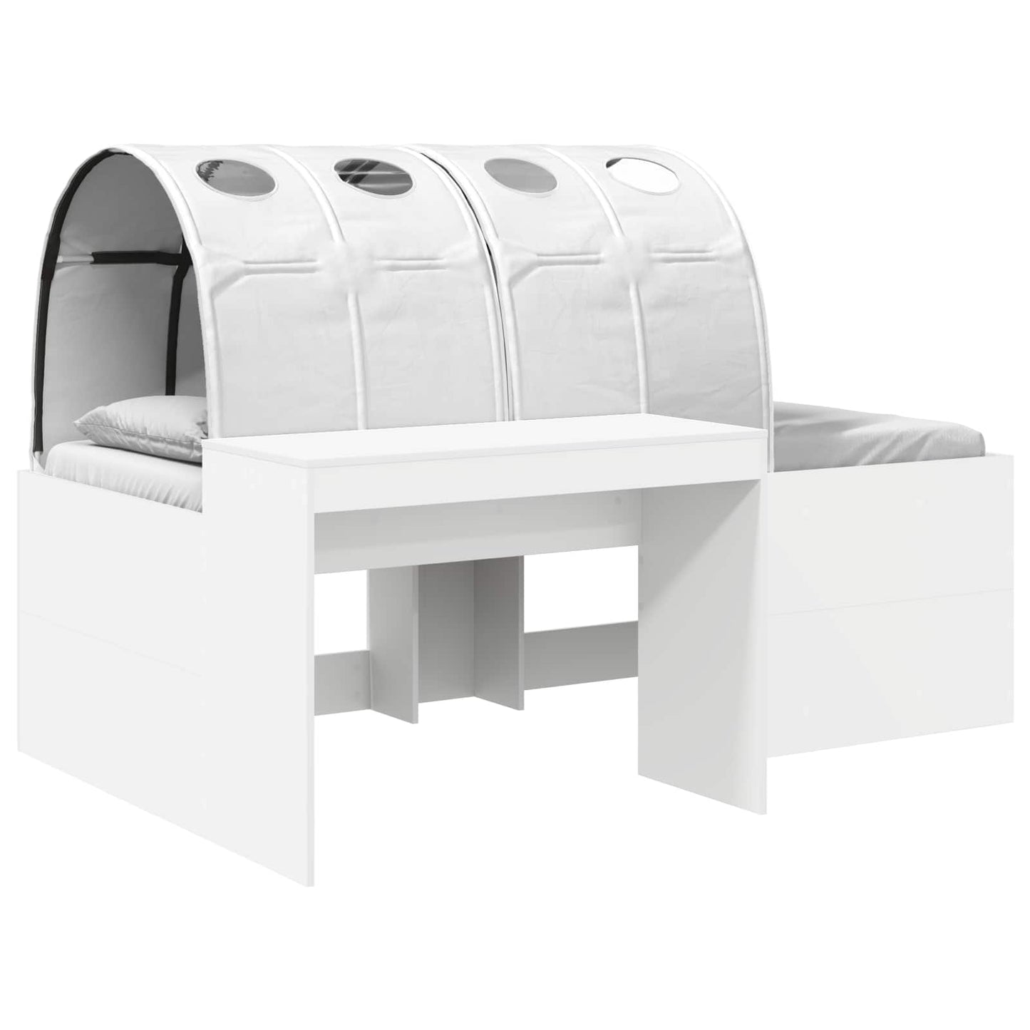 Letto con Tunnel con lo scaffale 3 pz Bianco Legno multistrato | homemem39