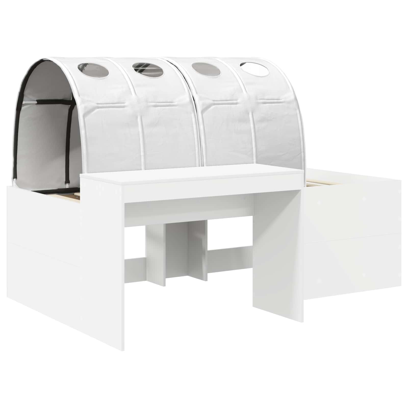 Letto con Tunnel con lo scaffale 3 pz Bianco Legno multistrato | homemem39