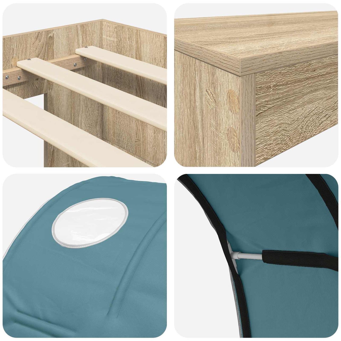 Letto con Tunnel 3 pz Rovere Sonoma e Azzurro Legno multistrato | homemem39
