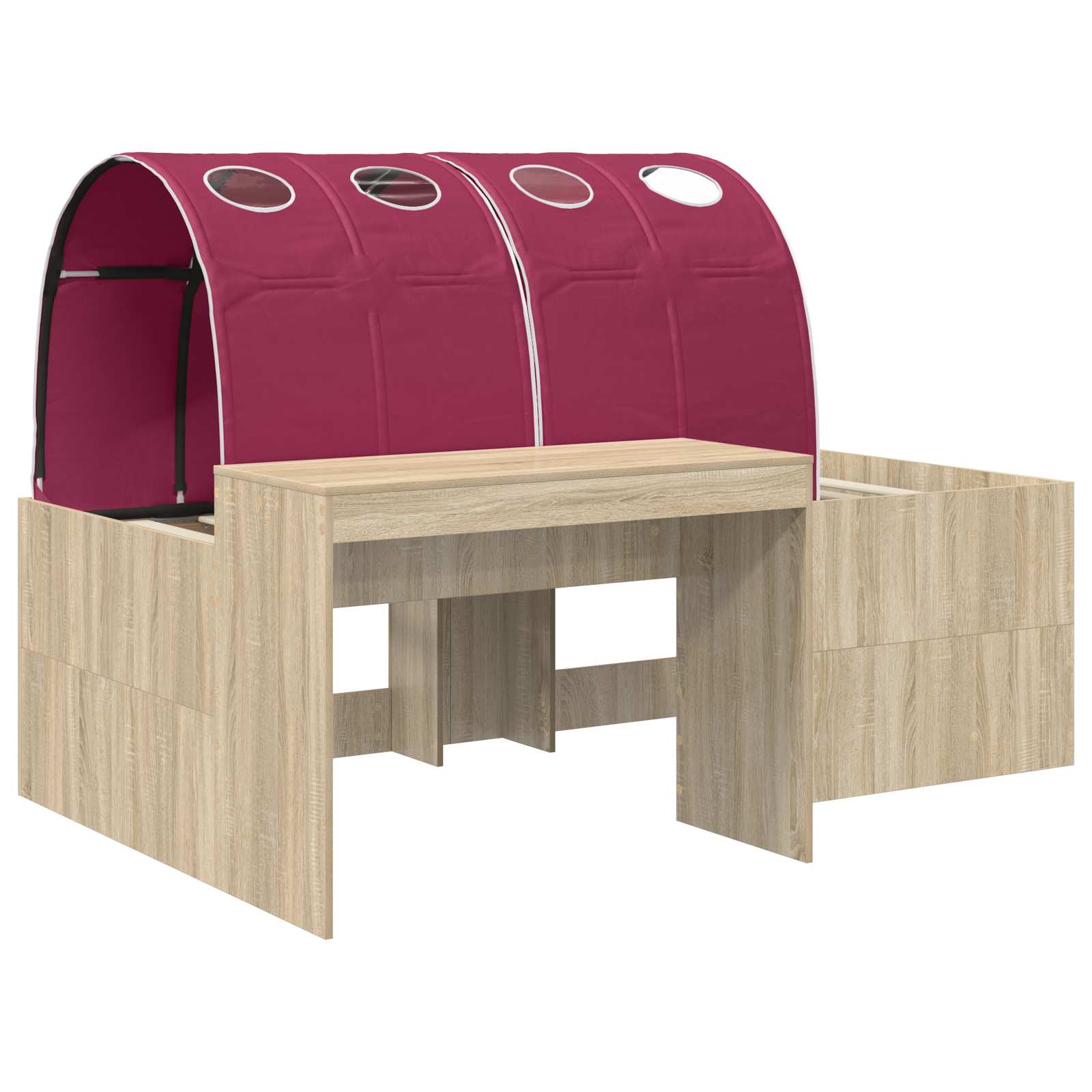Letto con Tunnel 3 pz Rovere Sonoma e Rosso Legno multistrato | homemem39
