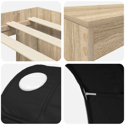 Letto con Tunnel 3 pz Rovere Sonoma e Nero Legno multistrato | homemem39