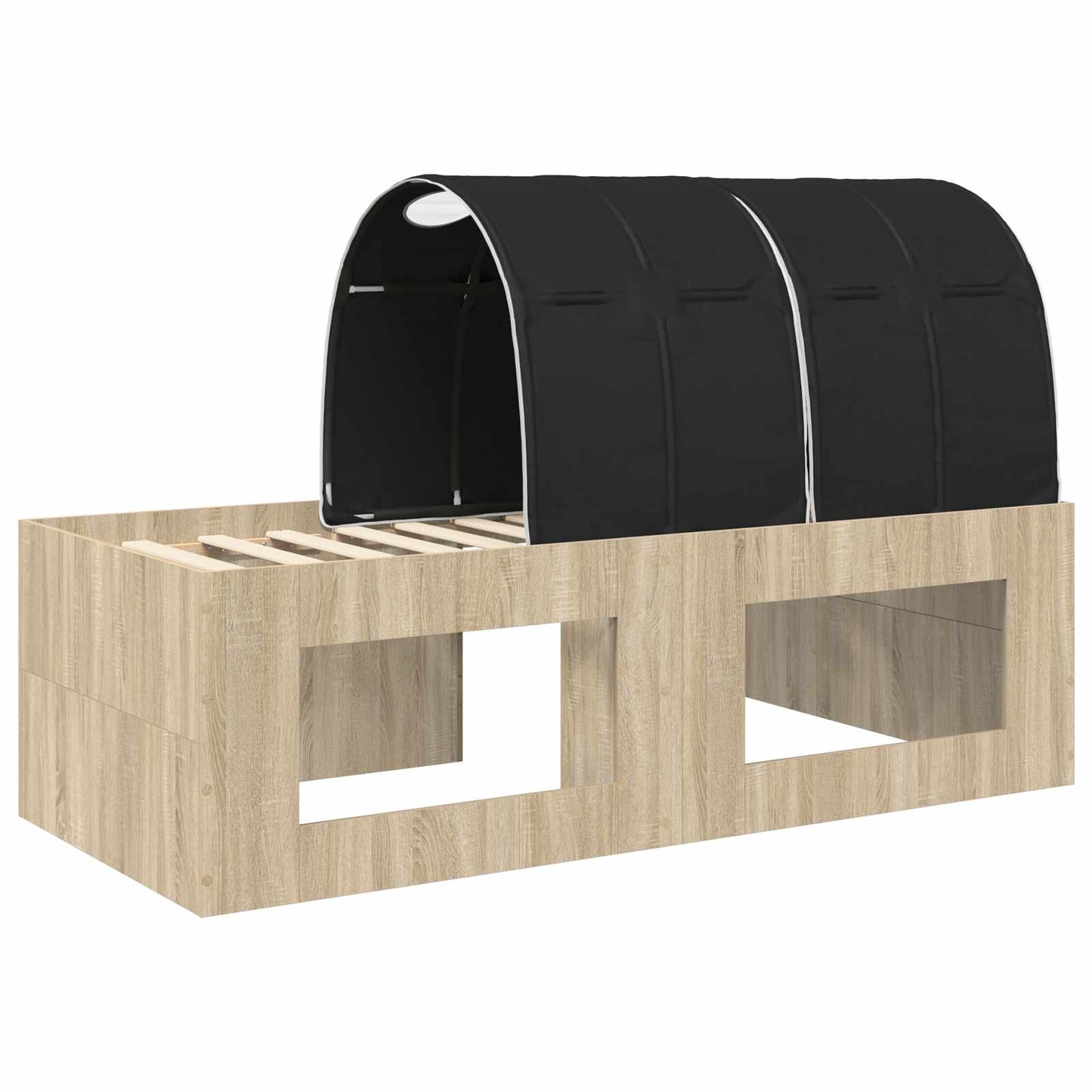 Letto con Tunnel 3 pz Rovere Sonoma e Nero Legno multistrato | homemem39
