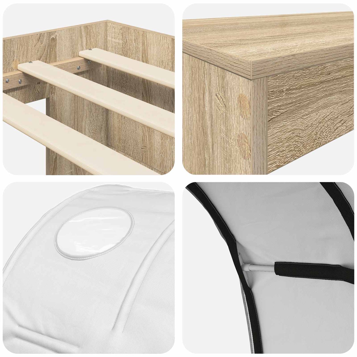 Letto con Tunnel 3 pz Rovere Sonoma e Bianco Legno multistrato | homemem39