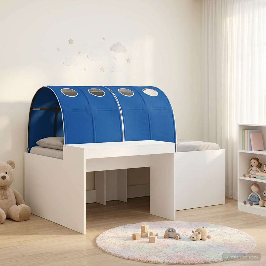 Letto con Tunnel 3 pz Bianco e Blu Legno ingegnerizzato | homemem39