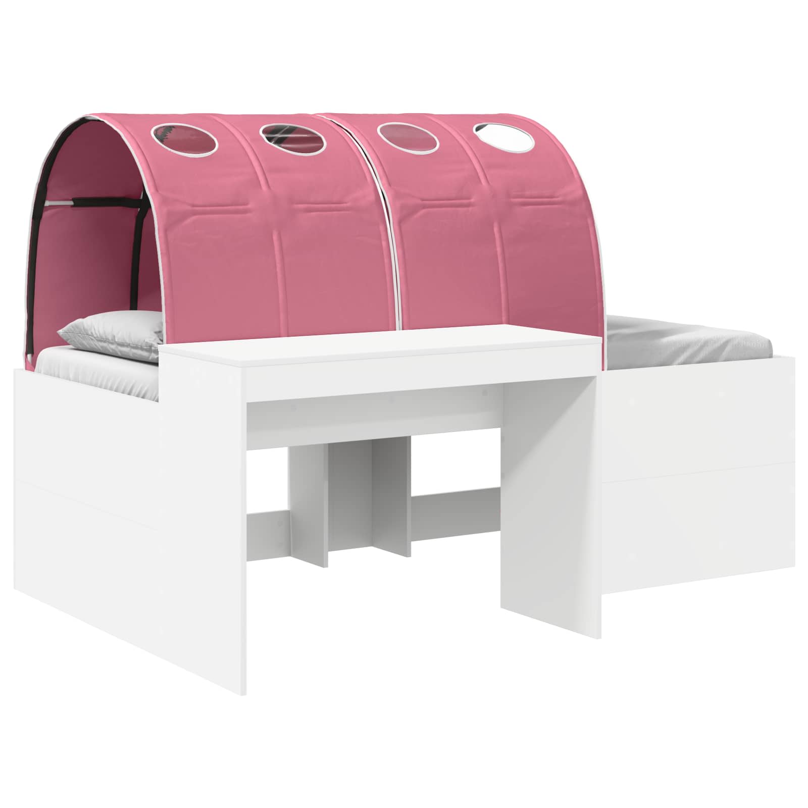 Letto con Tunnel 3 pz Bianco e Rosa Legno ingegnerizzato | homemem39