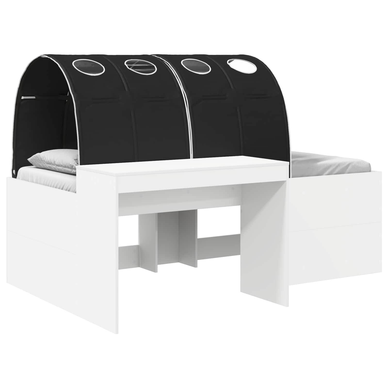 Letto con Tunnel 3 pz Bianco e Nero Legno ingegnerizzato | homemem39