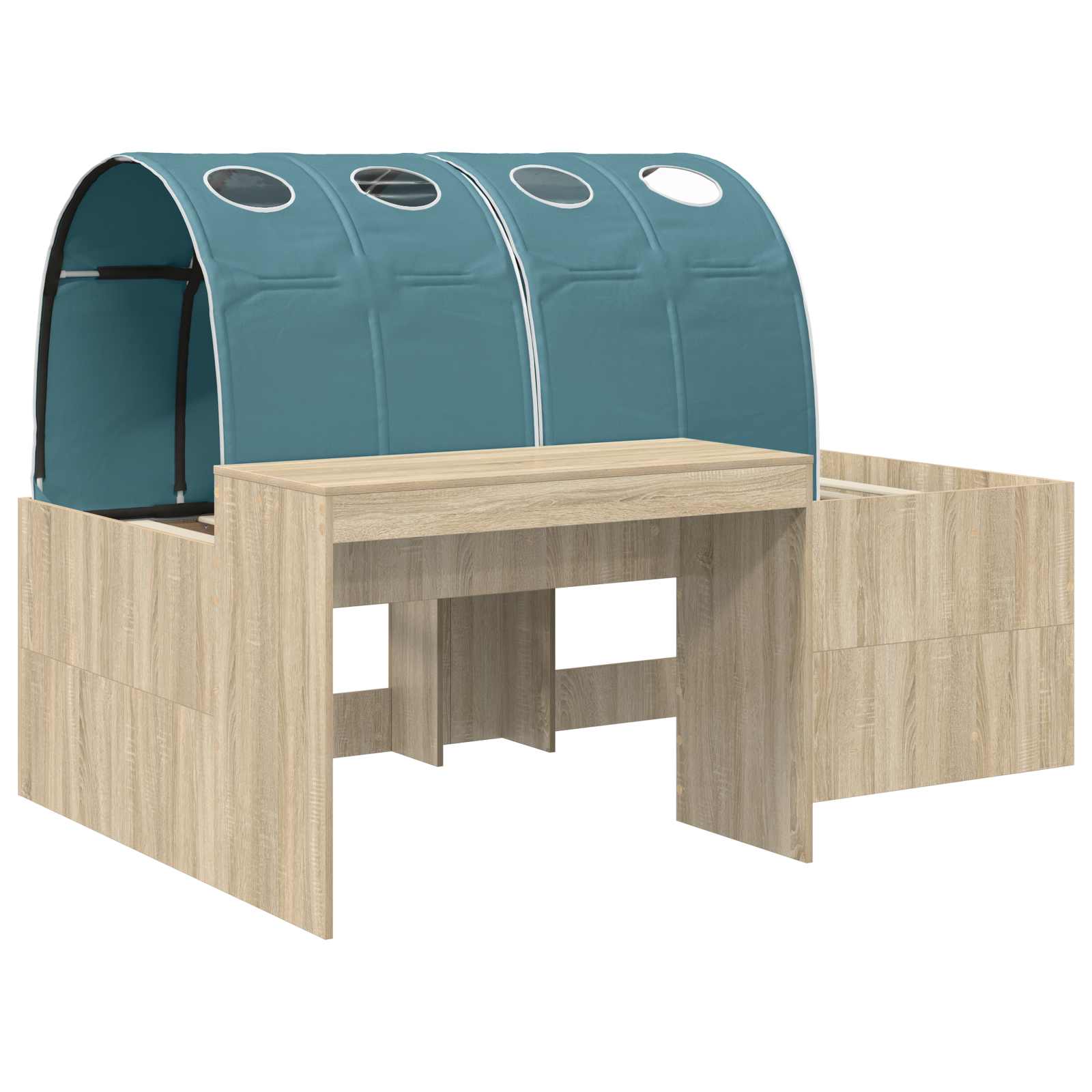Letto con Tunnel 3 pz Rovere Sonoma e Azzurro | homemem39