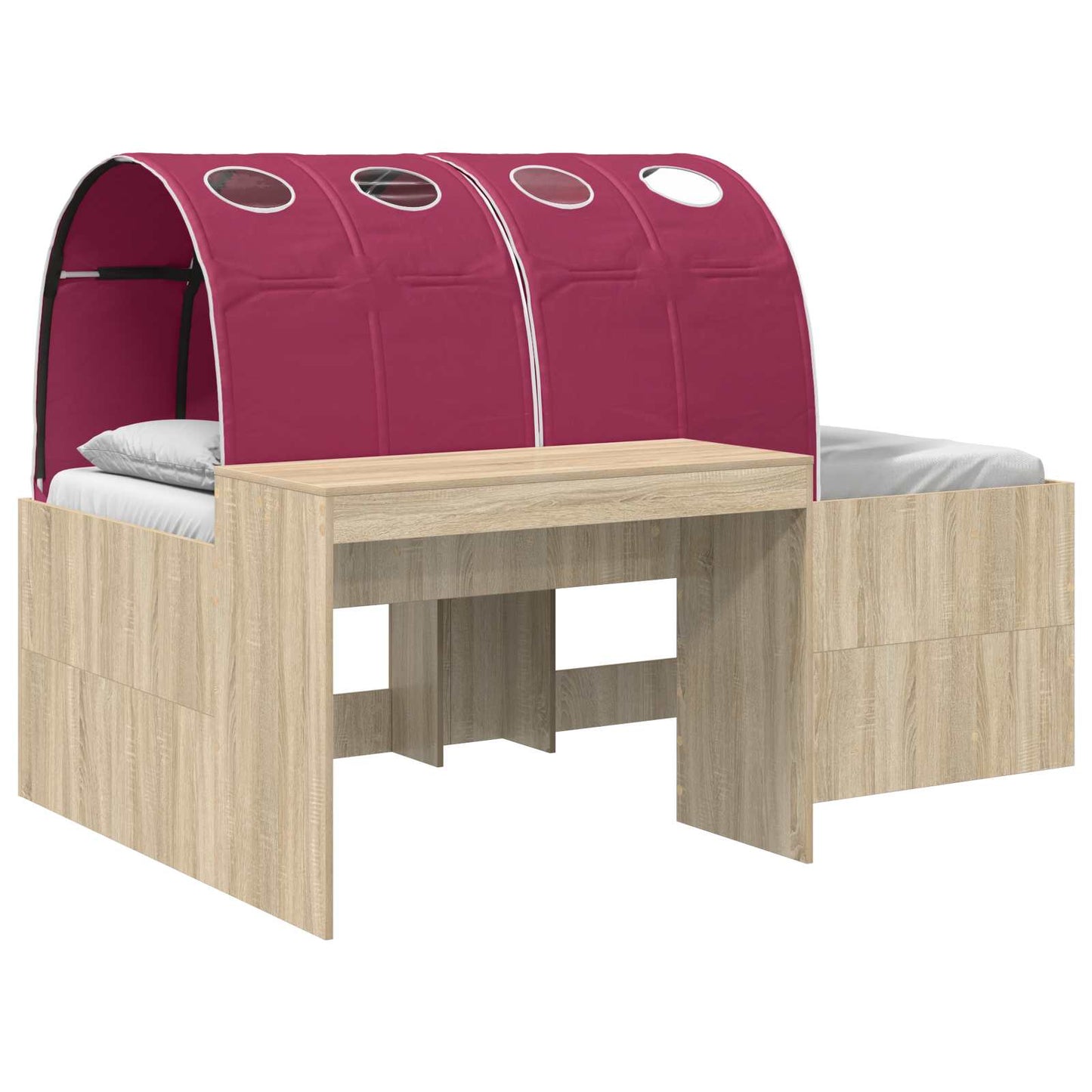 Letto con Tunnel 3 pz Rovere Sonoma e Rosso | homemem39