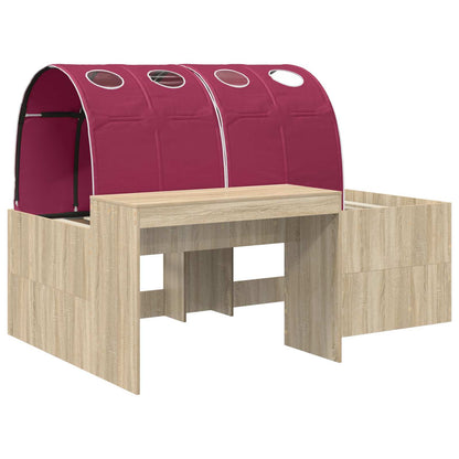 Letto con Tunnel 3 pz Rovere Sonoma e Rosso | homemem39