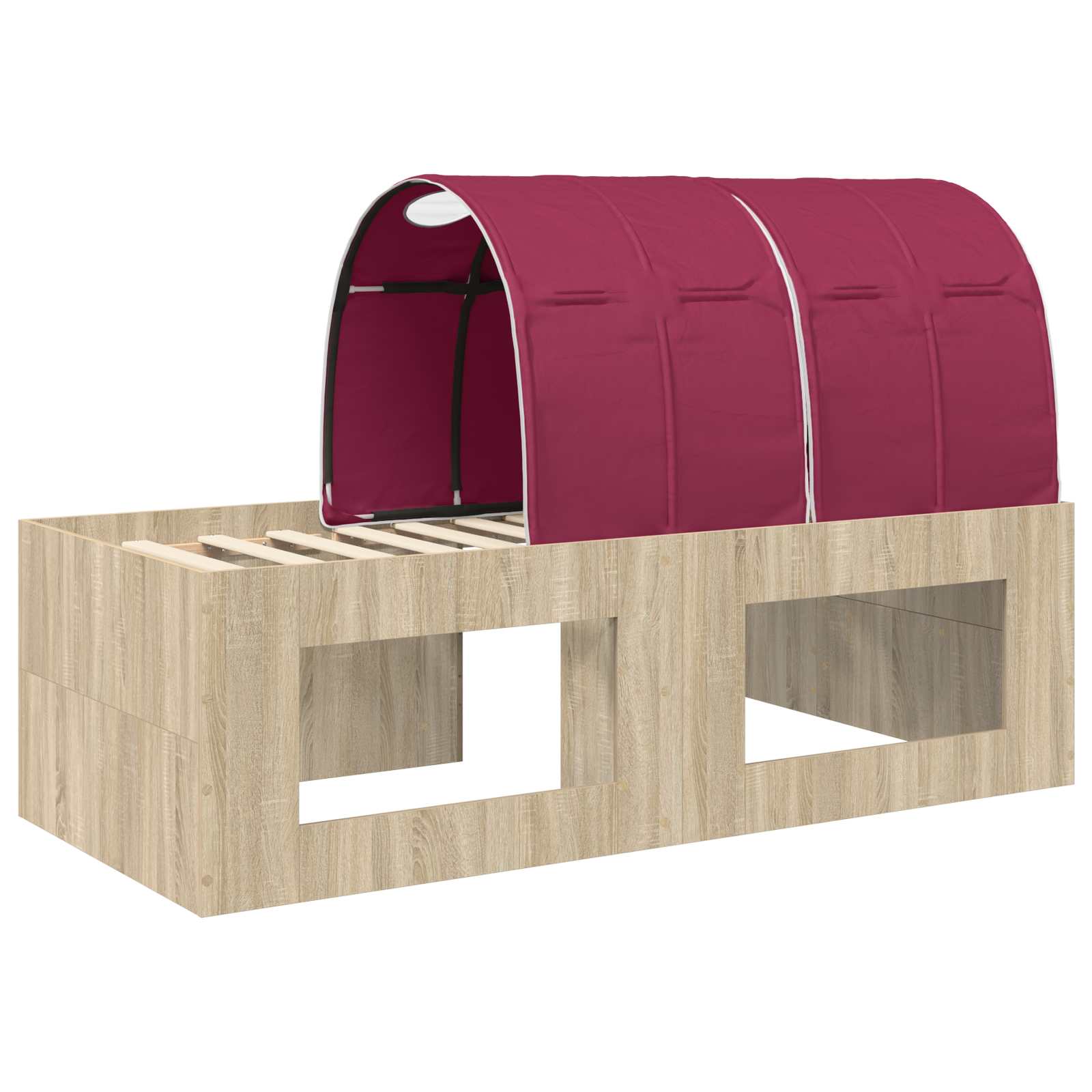 Letto con Tunnel 3 pz Rovere Sonoma e Rosso | homemem39