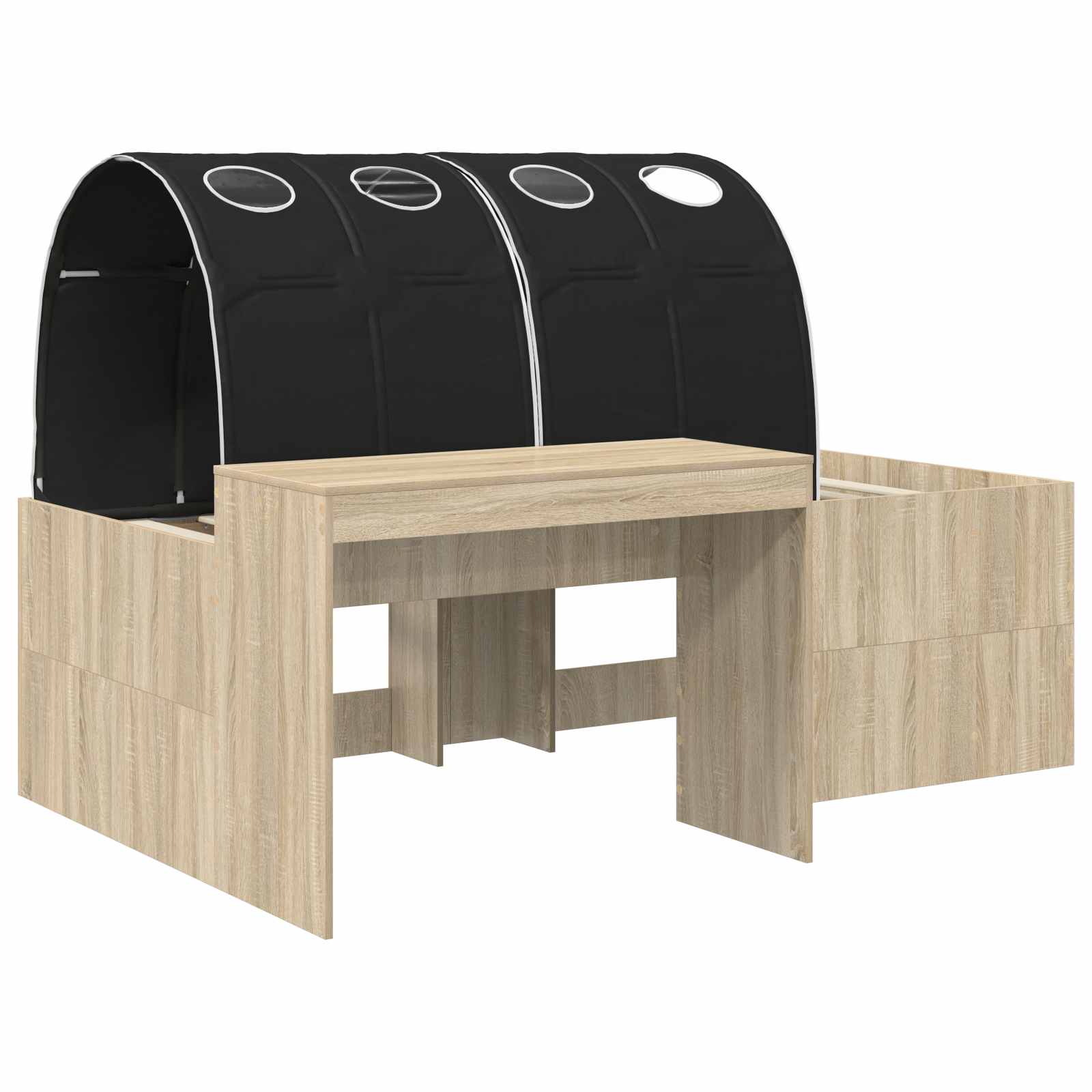 Letto con Tunnel 3 pz Rovere Sonoma e Nero Legno ingegnerizzato | homemem39
