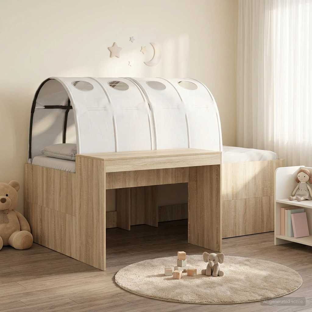 Letto con Tunnel 3 pz Rovere Sonoma e Bianco | homemem39