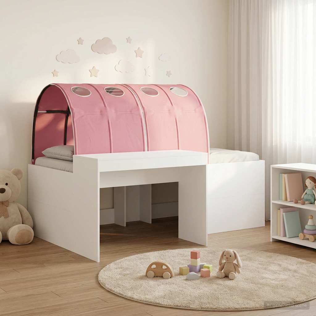 Letto alto per bambini con scrivania 3 pz Bianco e Rosa | homemem39