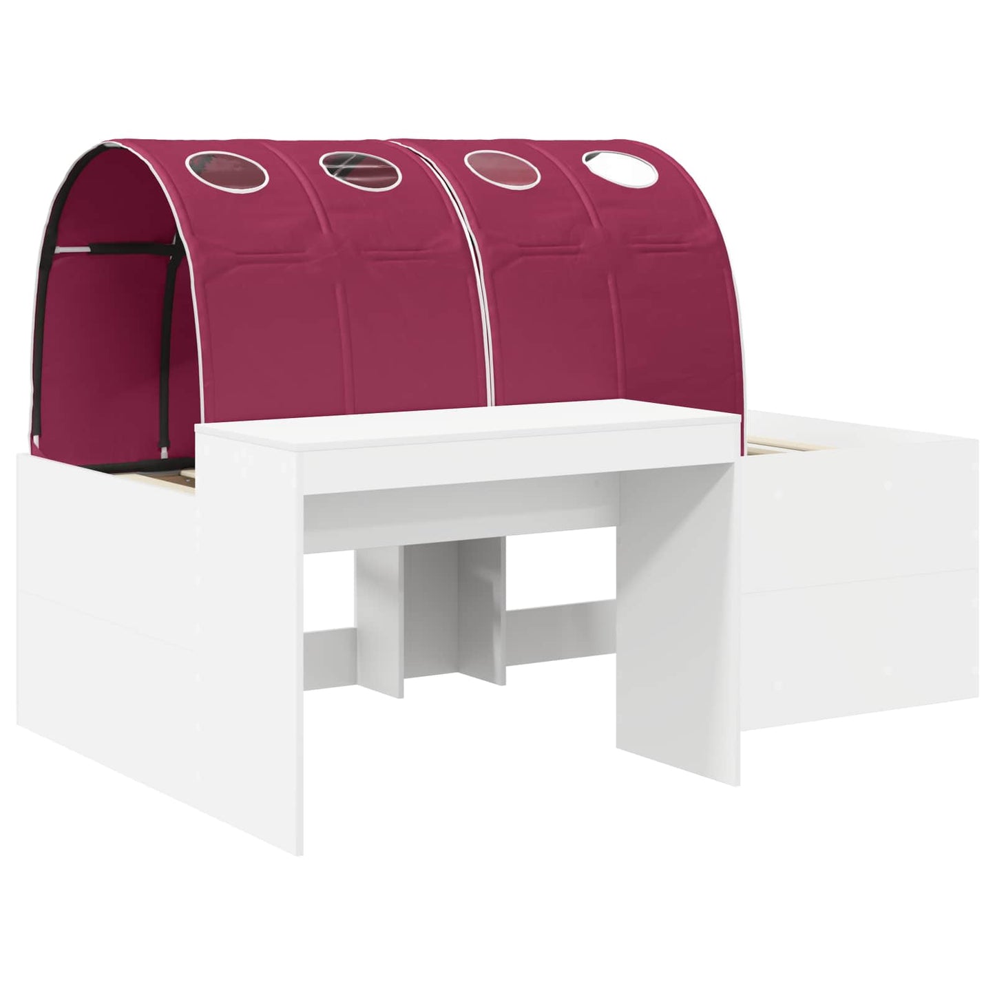 Letto alto per bambini con scrivania 3 pz Bianco e Rosso | homemem39