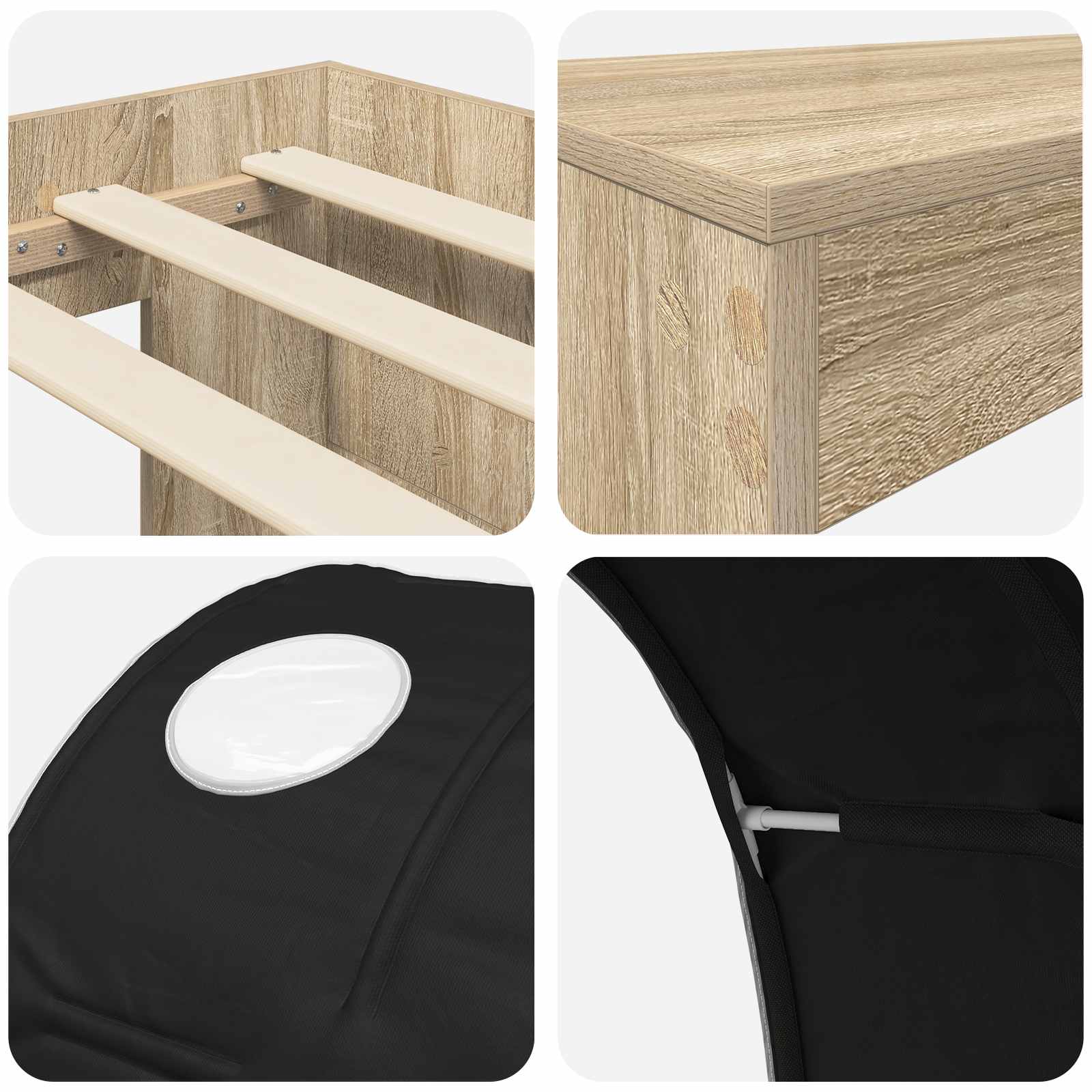 Letto alto per bambini con scrivania 3 pz Rovere Sonoma e Nero | homemem39