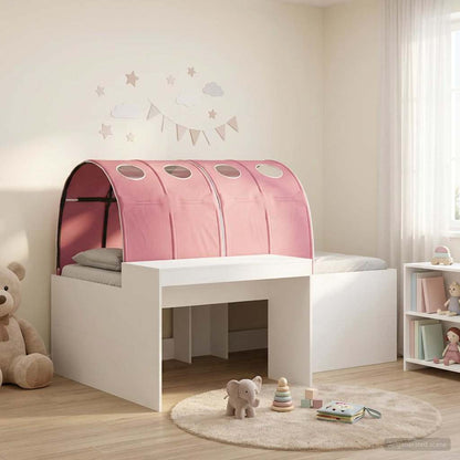 Letto con Tunnel 3 pz Bianco e Rosa 118,6 x 193,2 x 75,1 cm