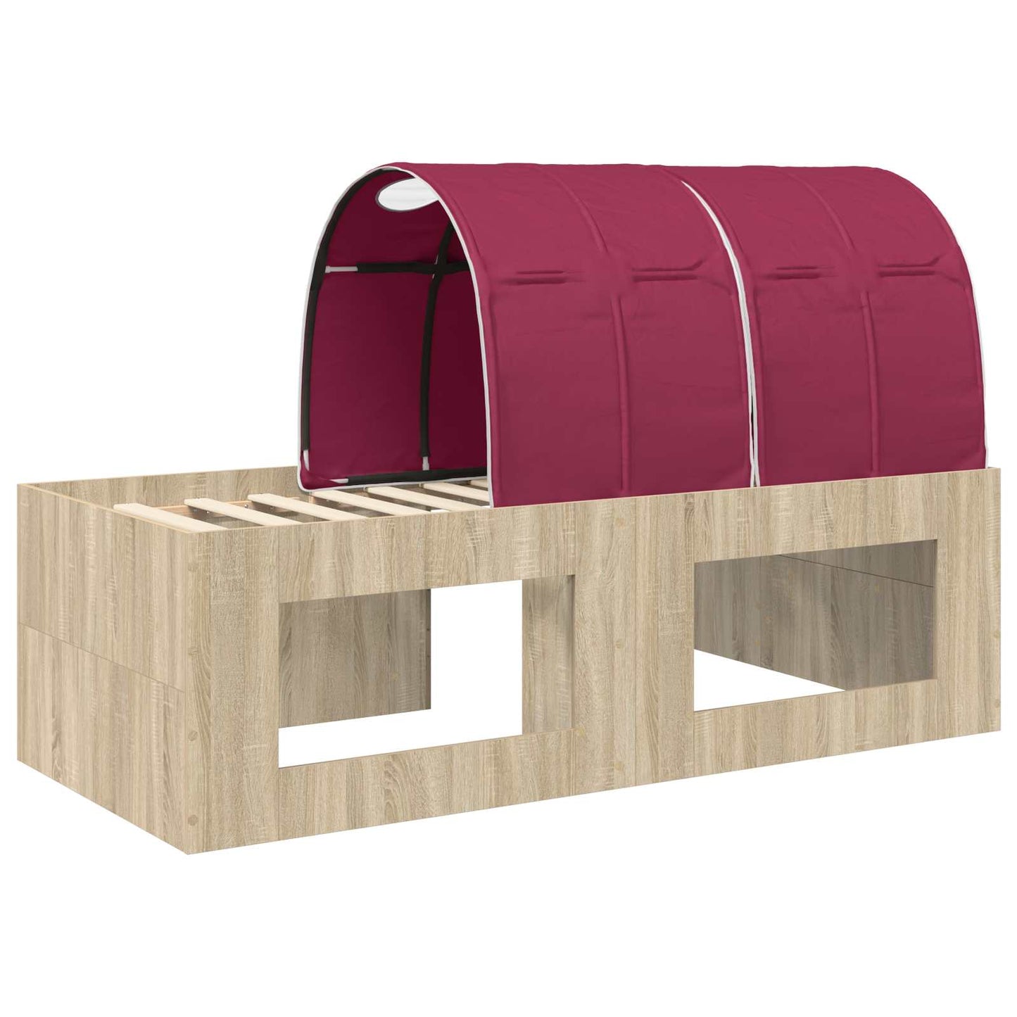 Letto con Tunnel 3 pz Rovere Artigianale e Rosso | homemem39