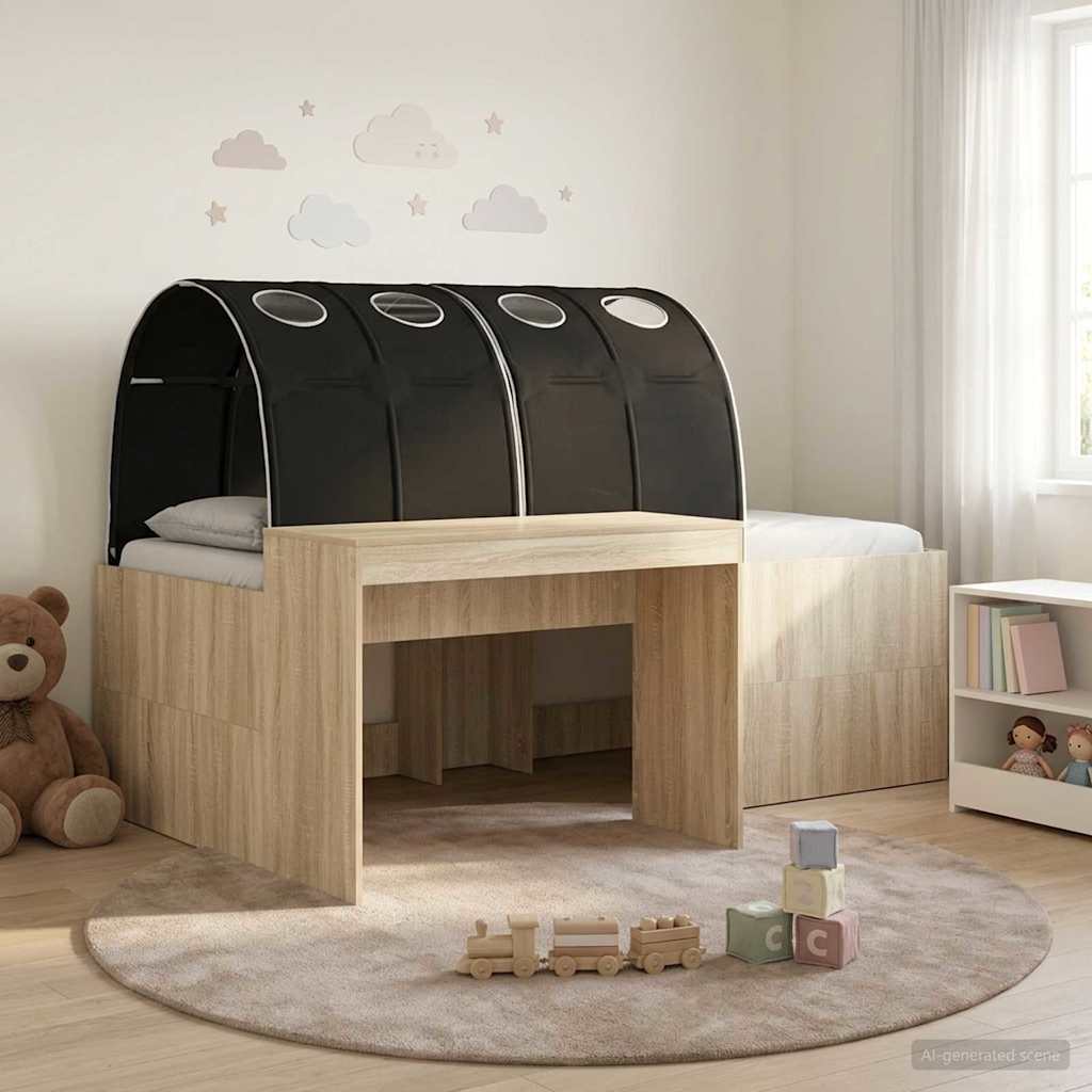 Letto con Tunnel 3 pz Rovere Artigianale e Nero | homemem39