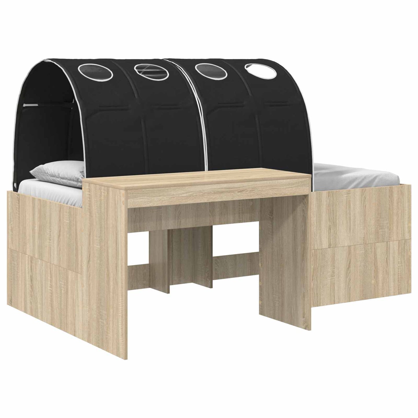 Letto con Tunnel 3 pz Rovere Artigianale e Nero | homemem39