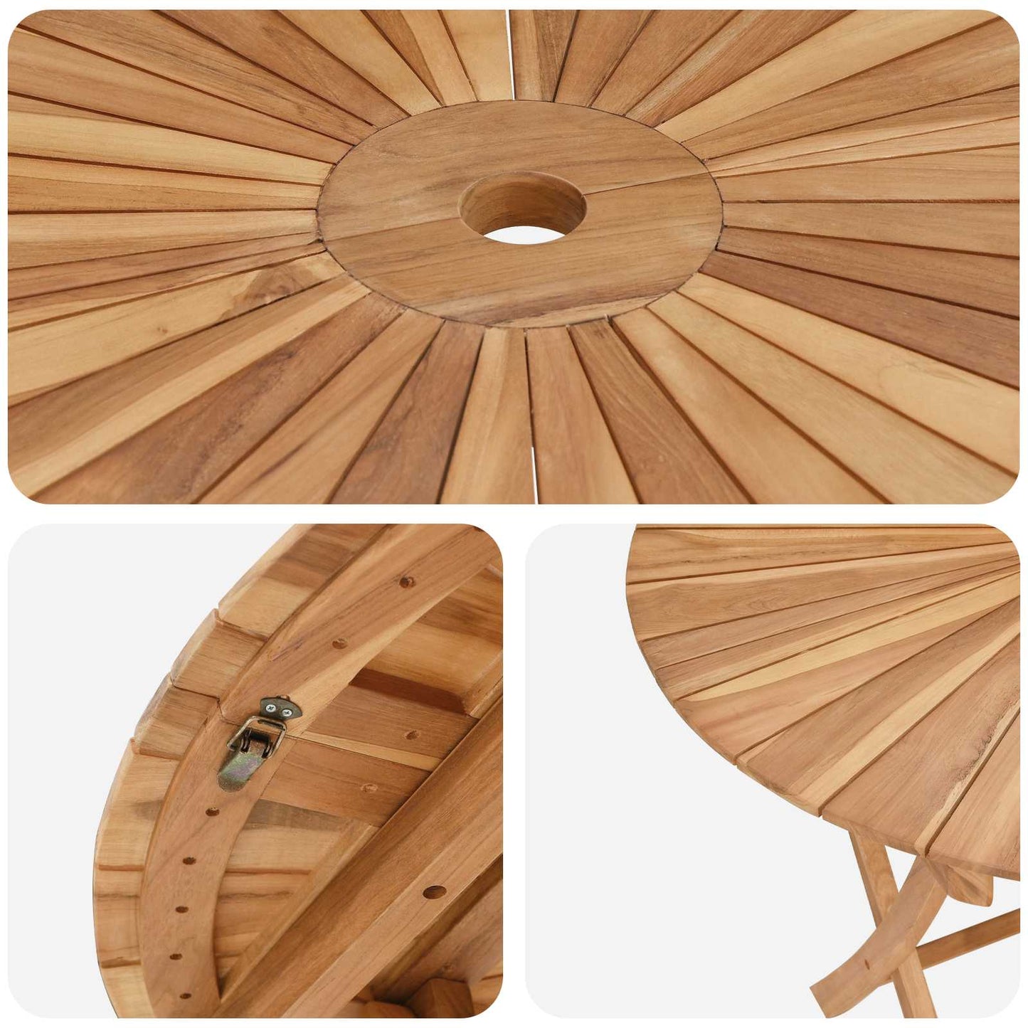 Tavolo da Giardino Pieghevole Naturale Ø 110 x 75 cm | homemem39