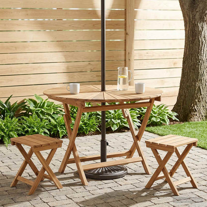 Tavolo da Giardino Pieghevole Naturale Ø 110 x 75 cm | homemem39