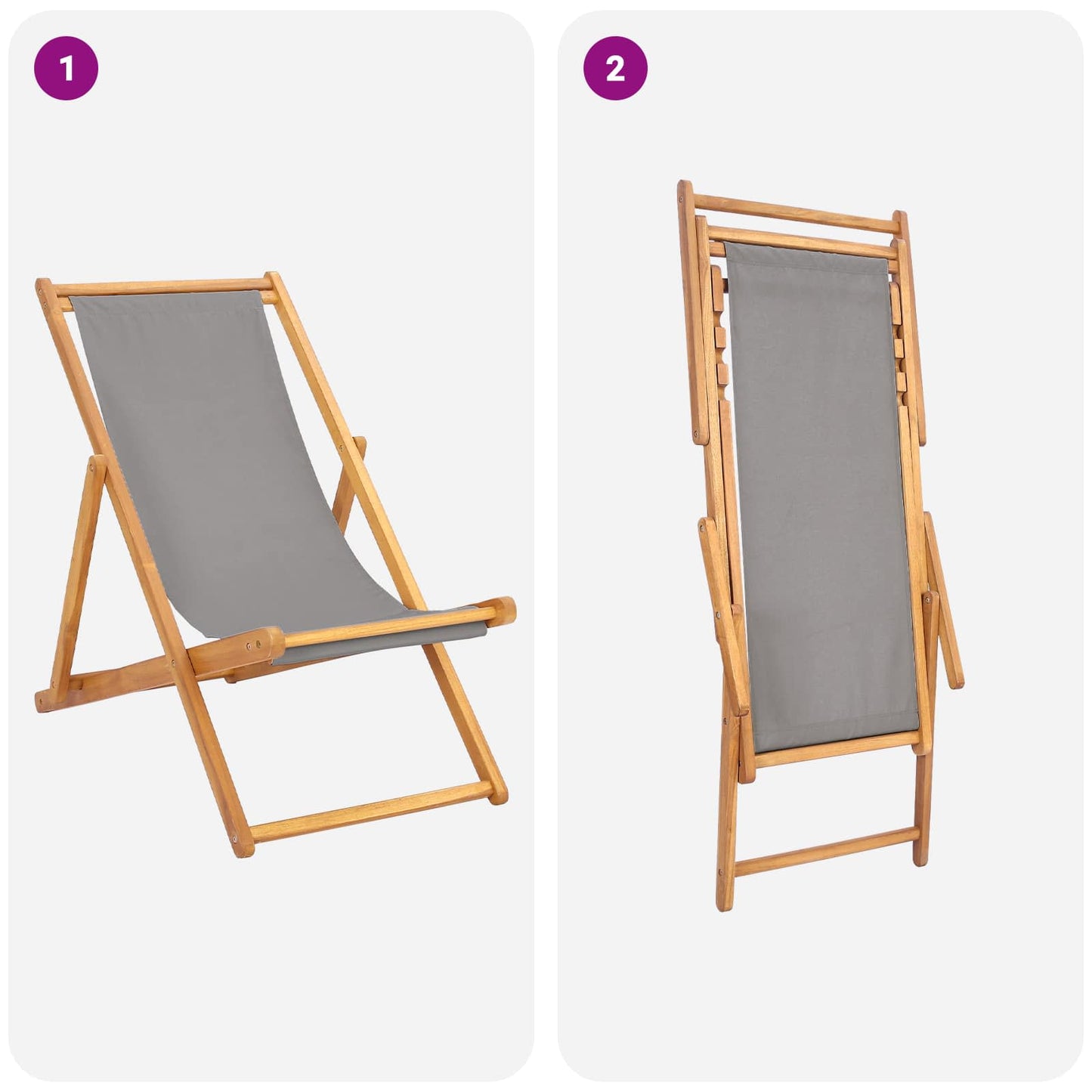Sedia da spiaggia Grigio Chiaro Legno di teak solido | homemem39