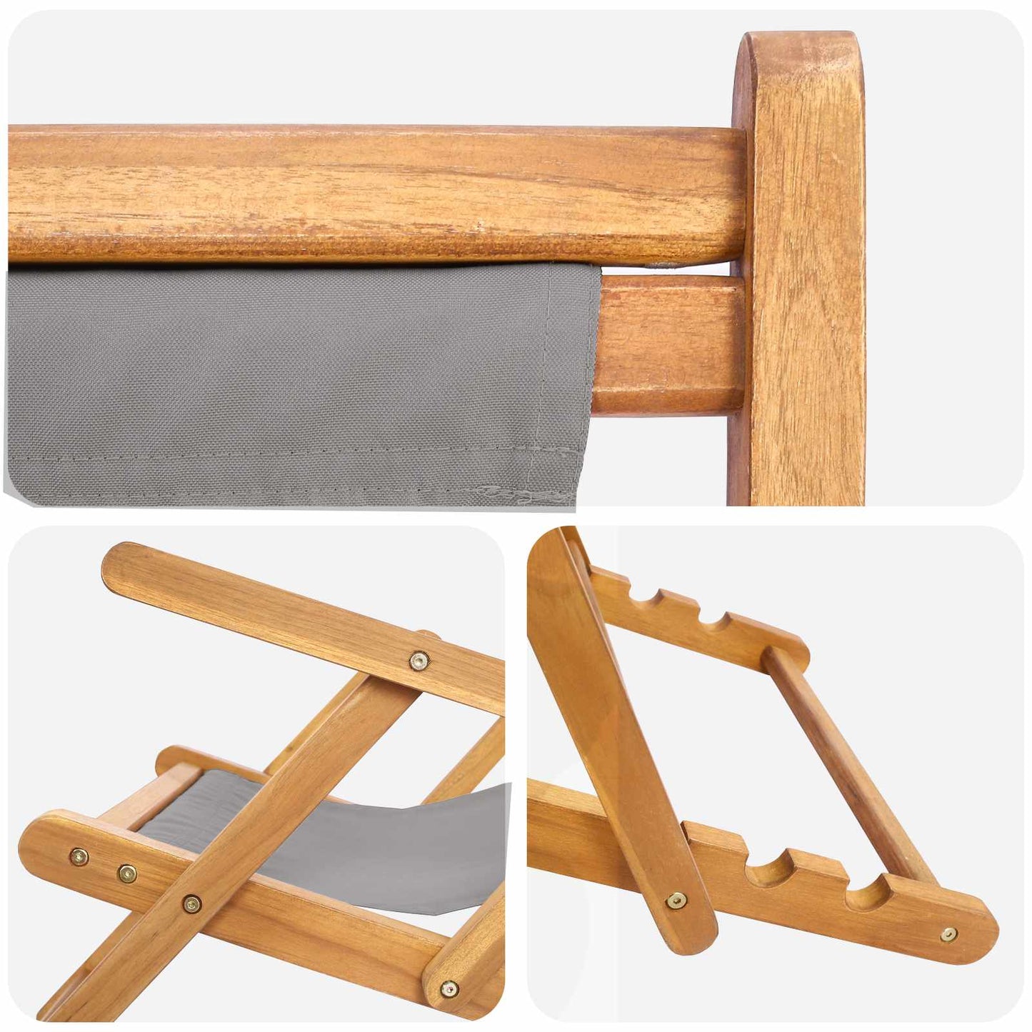 Sedia da spiaggia Grigio Chiaro Legno di teak solido | homemem39