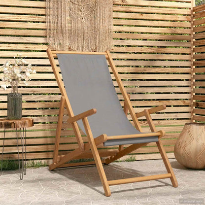 Sedia da spiaggia Grigio Chiaro Legno di teak solido | homemem39