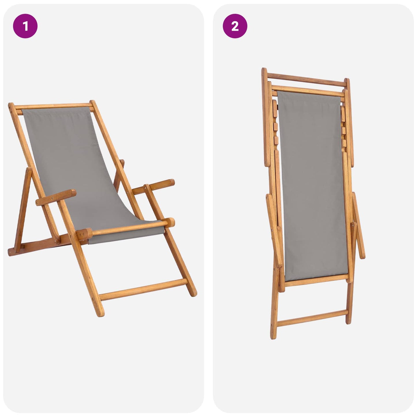 Sedia da spiaggia Grigio Chiaro Legno di teak solido | homemem39
