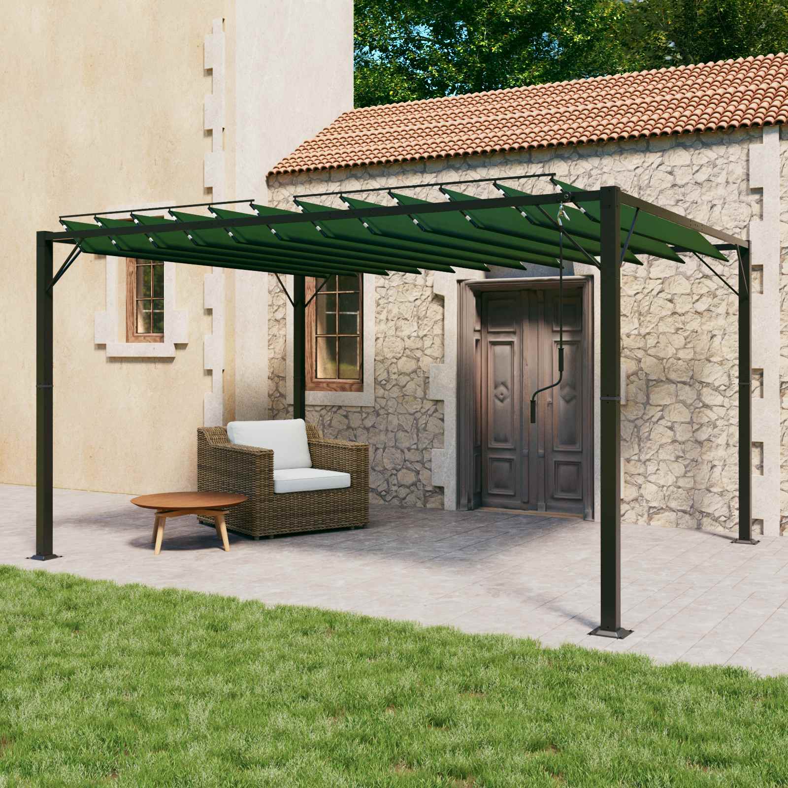 Gazebo con tetto ventilato Verde 3 x 4 x 2,14 m | homemem39