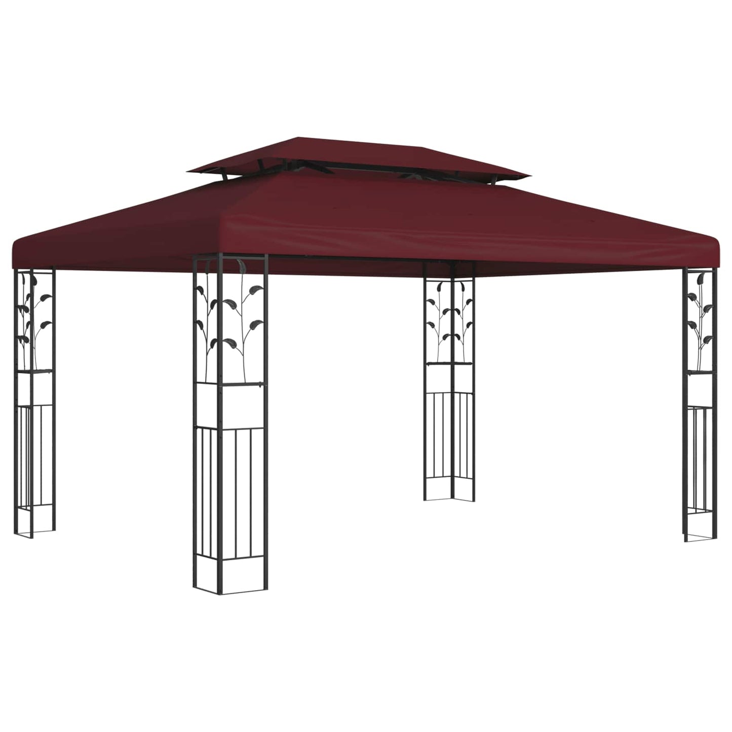 Gazebo 3,97 x 2,96 x 2,68 m Rosso Vino Poliestere e Acciaio | homemem39