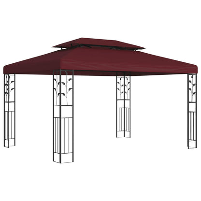Gazebo 3,97 x 2,96 x 2,68 m Rosso Vino Poliestere e Acciaio | homemem39