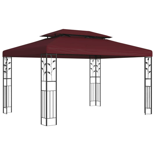 Gazebo 3,97 x 2,96 x 2,68 m Rosso Vino Poliestere e Acciaio | homemem39