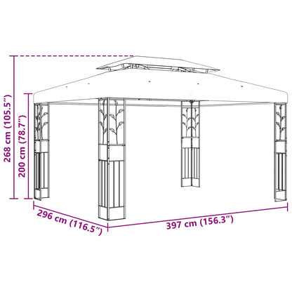 Gazebo 3,97 x 2,96 x 2,68 m Verde Poliestere e Acciaio | homemem39