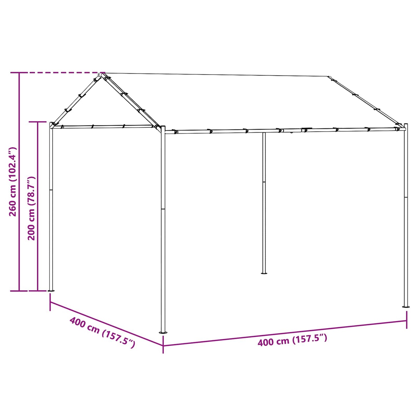 Gazebo 4 x 4 x 2,6 m Tortora Poliestere e Acciaio | homemem39