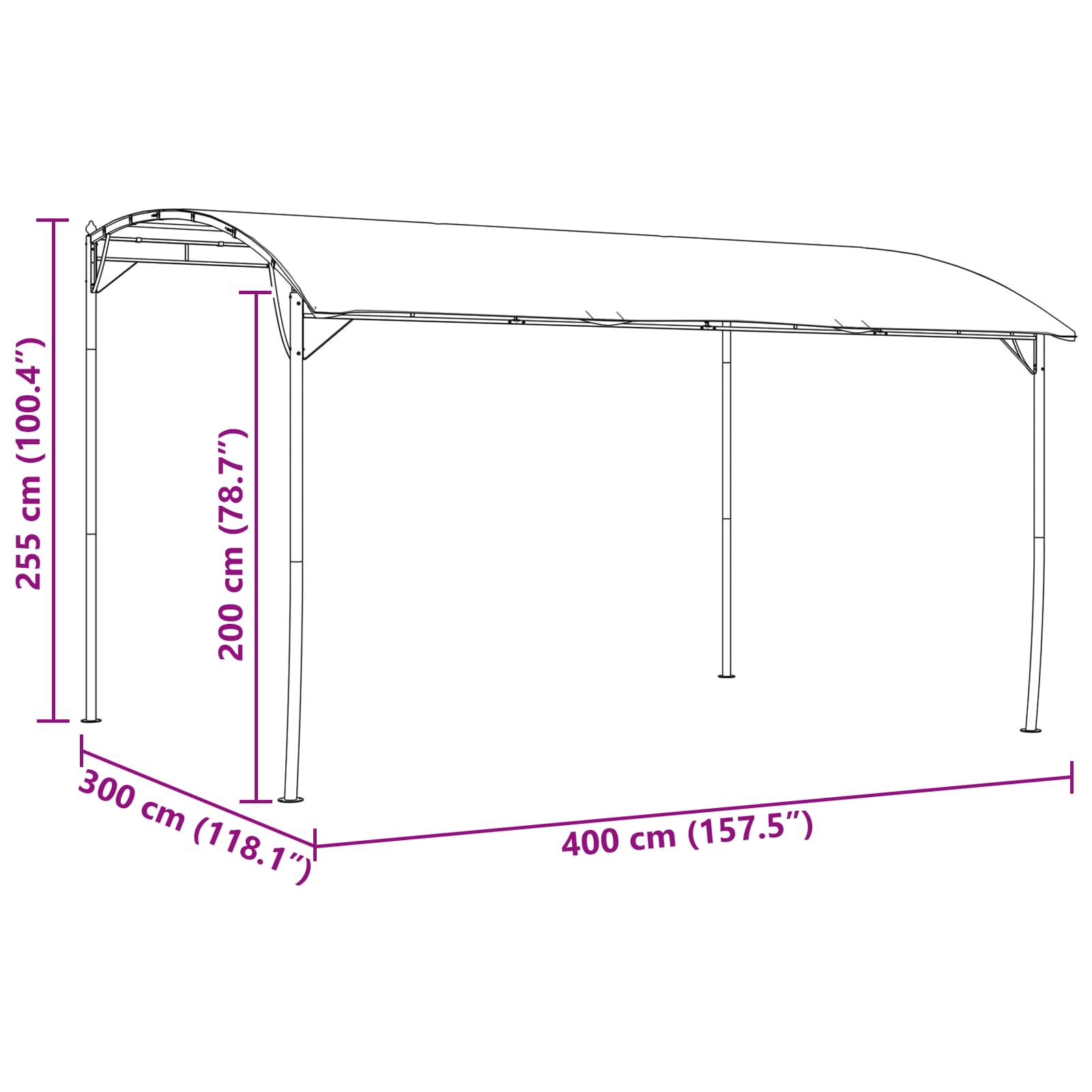 Gazebo 4 x 3 x 2,55 m Verde Tessuto e Alluminio 180 | homemem39