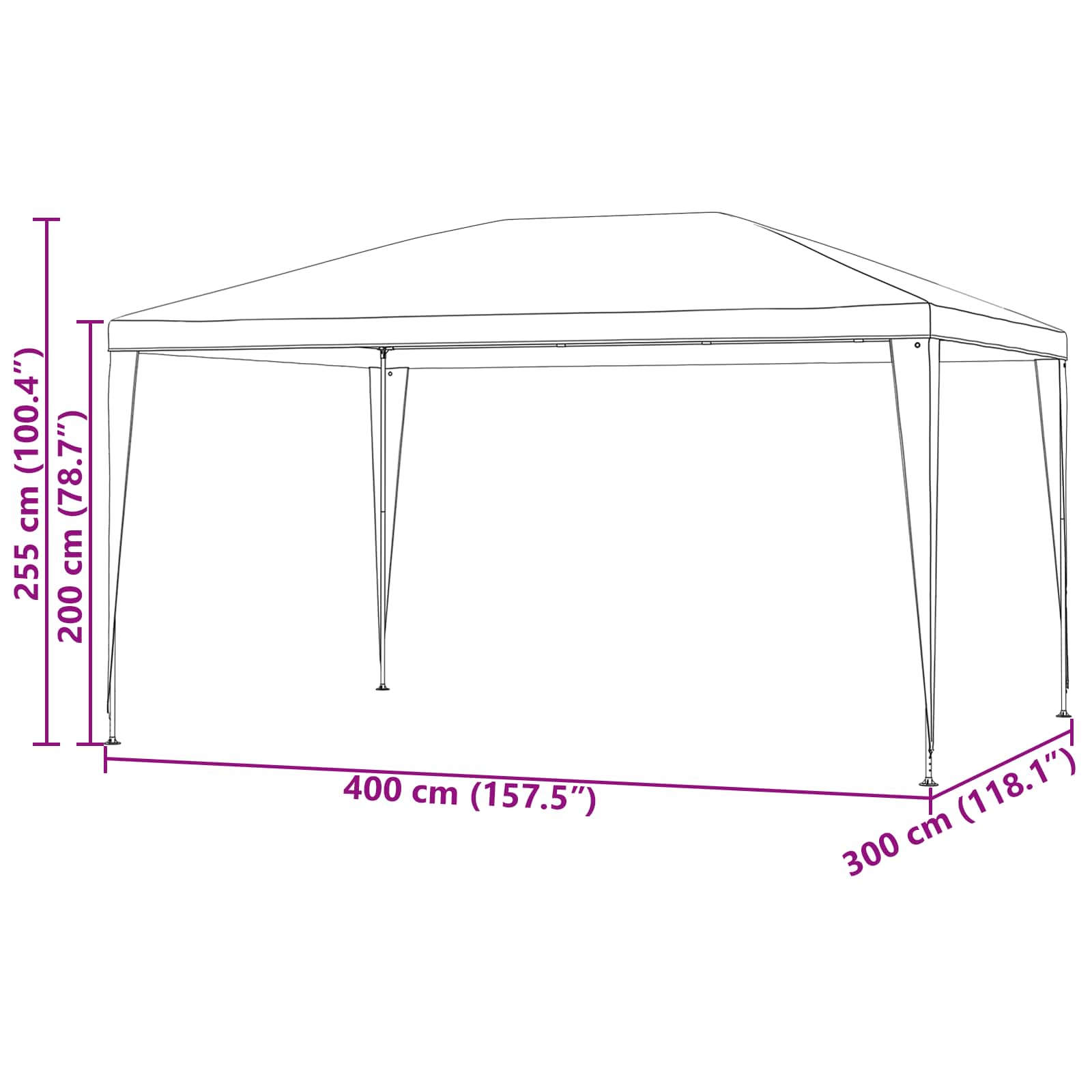 Tenda Party Rosso 400 x 300 x 255 cm PE e Acciaio | homemem39