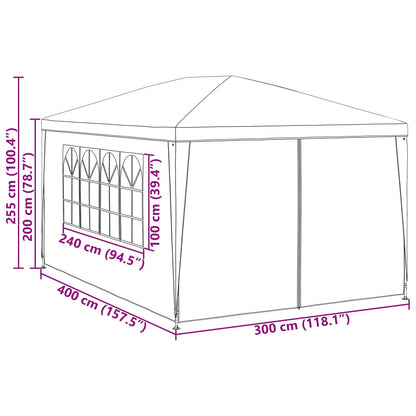 Tenda Party 400 x 300 x 255 cm Rosso PE e Acciaio | homemem39